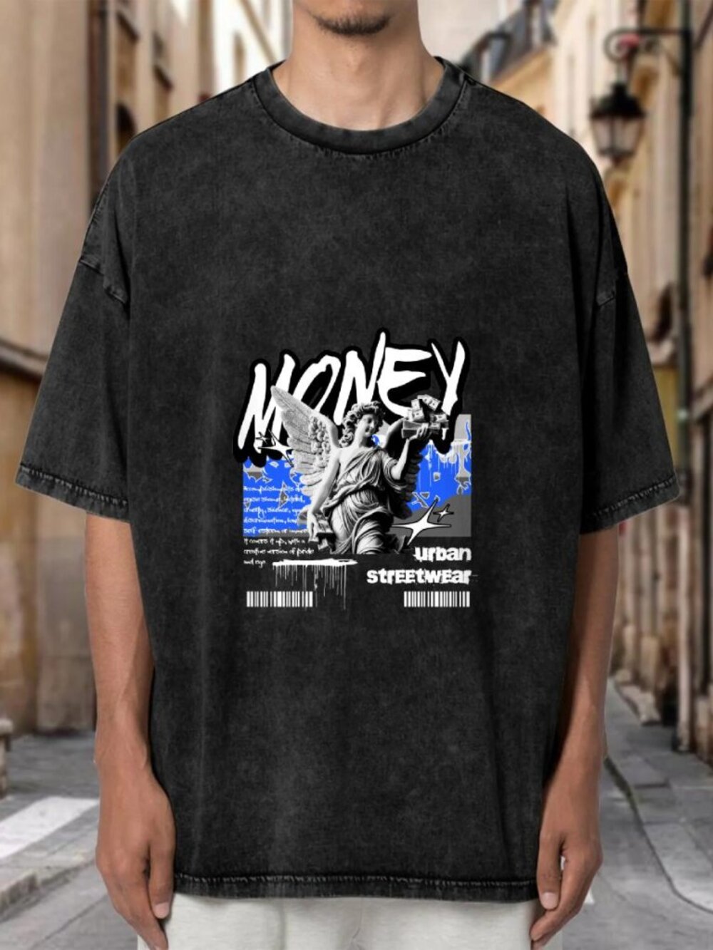 Statue Money Graphic Retro Streetwear Top